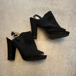 Report Libbie Slingback Open Toe 4.5" Heel Sandal Black Shoes Size 9